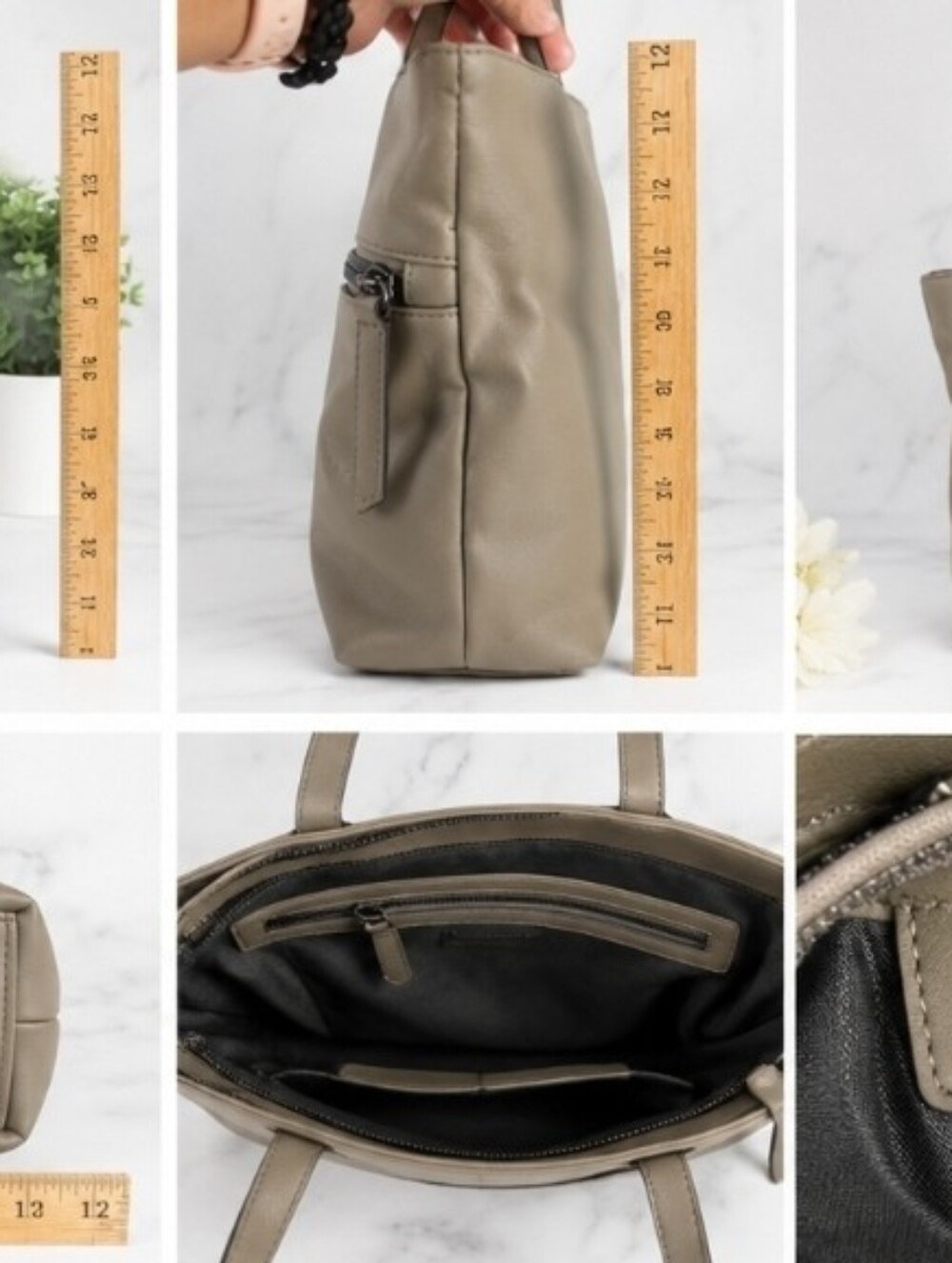 Simply Vera Vera Wang Taupe Tote Bag | Large Zip Shoulder Purse